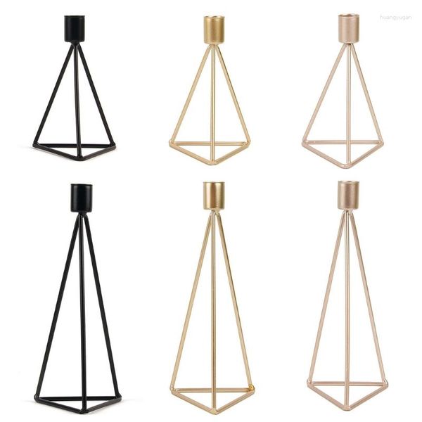 Castiçais de luxo suporte de metal geométrico castiçal moda natal casamento suporte de mesa candelabro decoração de casa