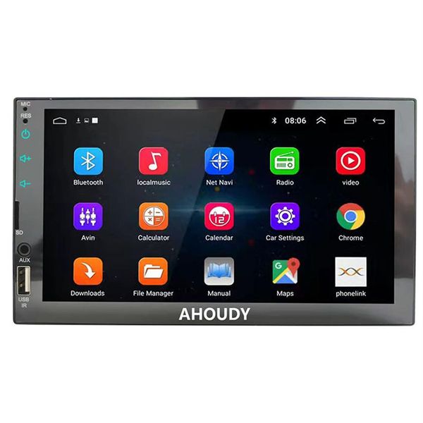 AHOUDY Auto-Video-Stereoanlage, 7-Zoll-Doppel-Din-Auto-Touchscreen, digitaler Multimedia-Receiver mit Bluetooth-Rückfahrkamera-Eingang, Apple 192s