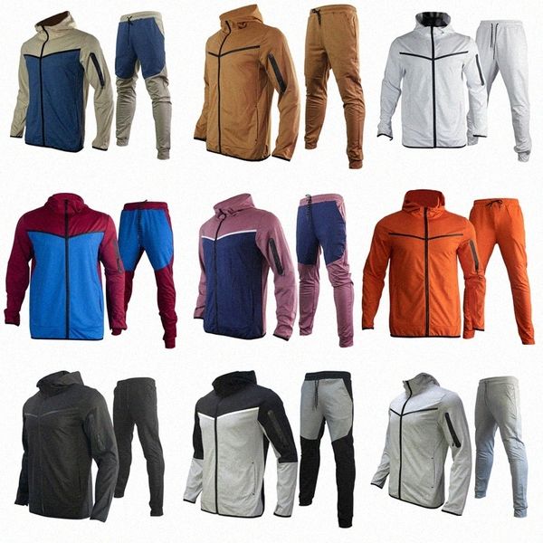 Terno de treino de grife masculino mulher calças esportivas conjunto de duas peças jaqueta moletom jogger niki tech fashion roupas esportivas casacos grossos fundo z9qF#