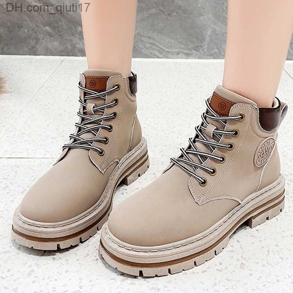 Boots Leather Women's Boots Non Slip Женская Martin Boots Fashion Platform Women's Angle Boots Outdoor Кружева Up Casual Shoes Бесплатная доставка Z230728