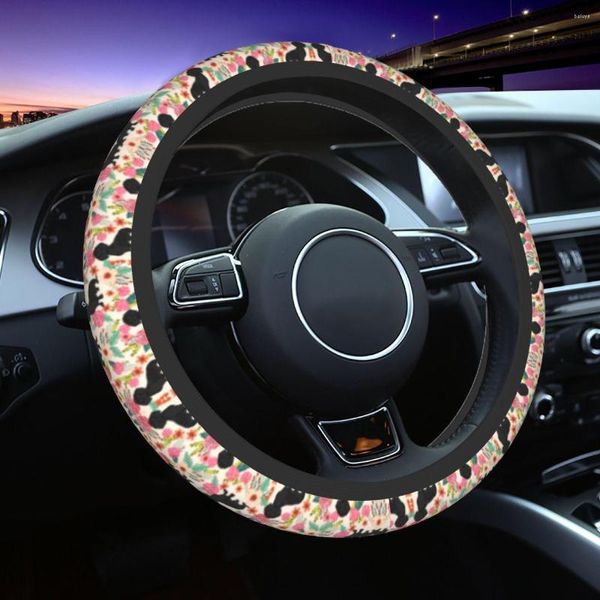 Coberturas de volante Doxie Floral Dachshund Salsicha Amantes de cães Protetor antiderrapante para SUV Acessórios de carro