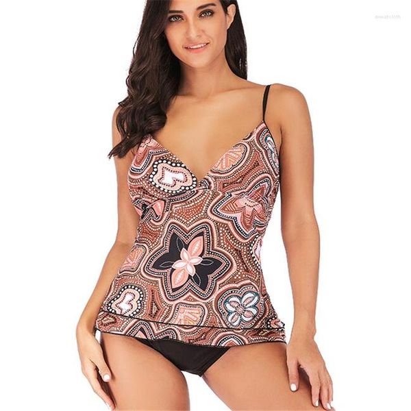 Damenbadebekleidung 2023 Plus Size Biquini Tankini Set Frauen Drucken Beachwear Sexy Big XXXXXL Schwimmen Monokini Zwei Stücke Badeanzug Weibliche Tragen