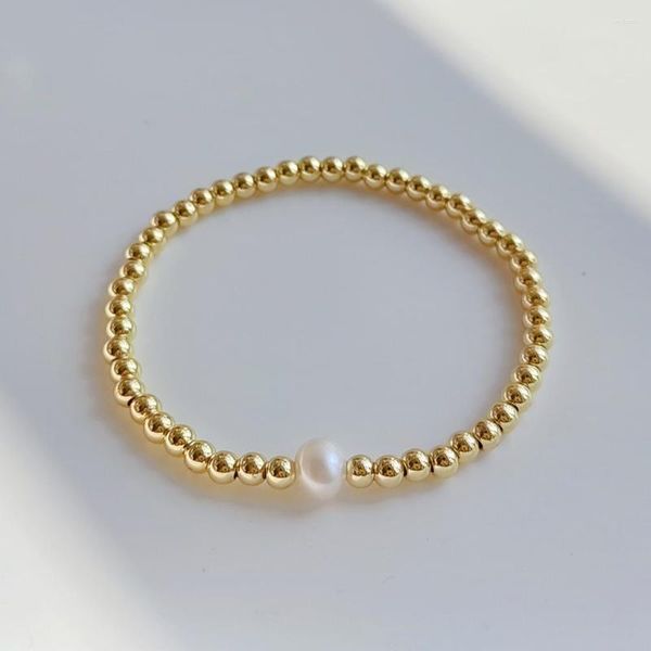 Strang 5 Stücke Einfache Stretch-Armband Schmuck Für Frauen Mode Perlenarmbänder Hohe Qualität Gold Farbe Perlen Klassische Pulseras Zubehör