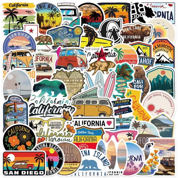 10 50PCS INS Style Outdoor Landscape Stickers Aesthetic California Decals Sticker To DIY Bagage Laptop Bike Skateboard Phone Car220Q