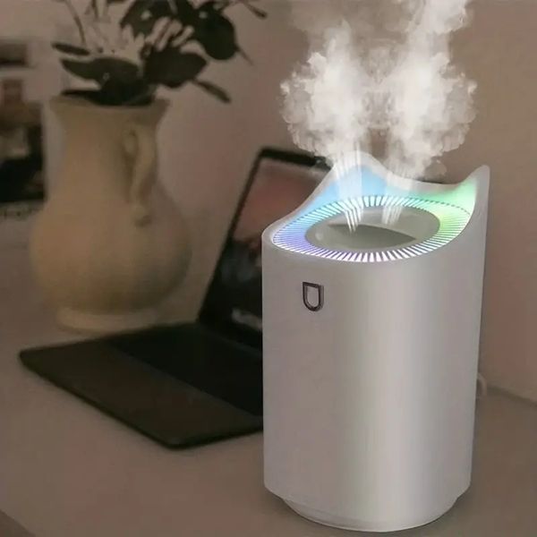 Umidificatore a doppio beccuccio Serbatoio dell'acqua di grande capacità da 3 litri con tre ingranaggi Luce colorata dell'atmosfera con funzione anti-bruciatura a secco Buon partner