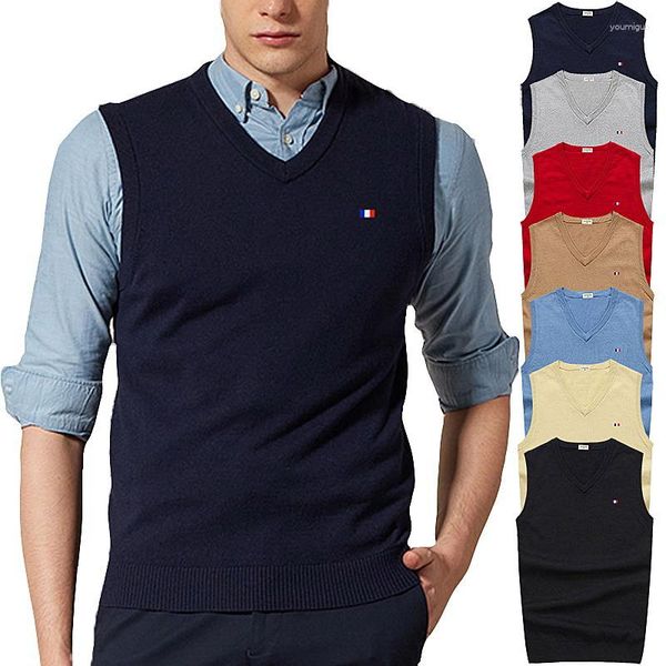 Gilet da uomo Gilet Maglione Stile casual Cotone lavorato a maglia Business senza maniche 3XL Grigio Nero Blu chiaro 8501