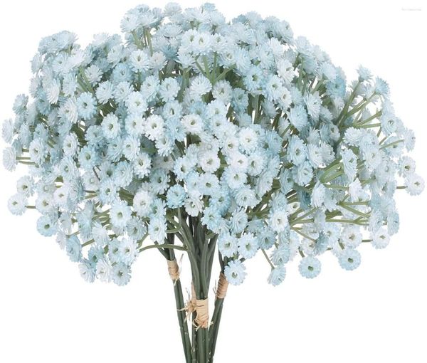 Dekoratif çiçekler yapay buketler 12pcs sahte gypsophila mavi gerçek dokunmatik gövdeler düğün yeşillik centerpieces diy