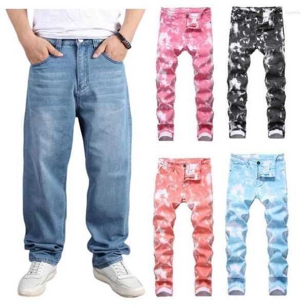 Jeans Masculino Calça Masculina Loose Street Dance Stretch Jeans Skateboard Colorido Doce Estampado