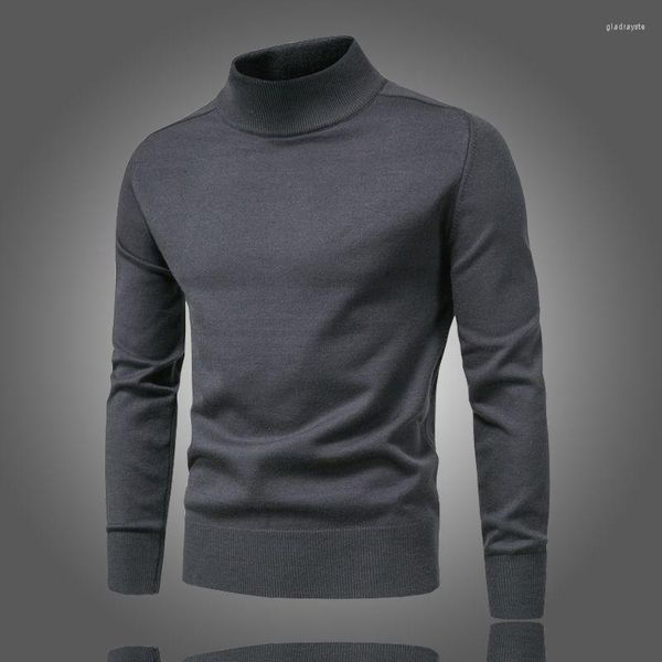 Maglioni da uomo 2023 Maglione a collo alto mezzo marchio di moda per pullover da uomo Maglioni slim fit Knitwea Abbigliamento casual stile coreano Uomo R12