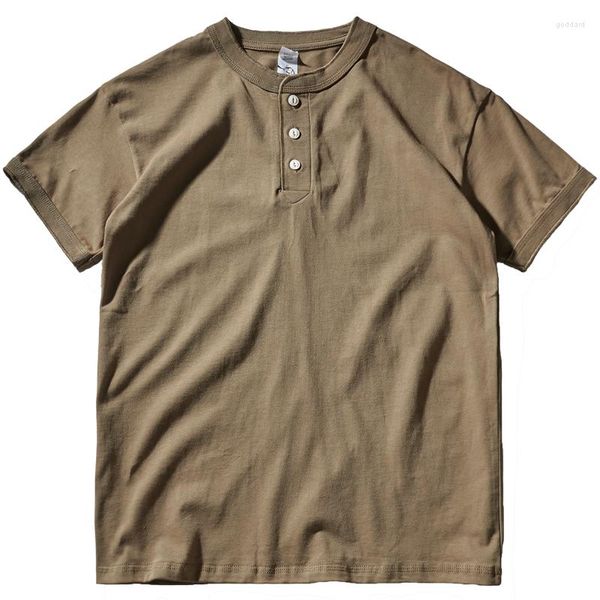 Мужские рубашки T Euro American Retro футболка из тяжеловеса Quatity Cotton Tees collor с твердым цветом расстроенные вершины.