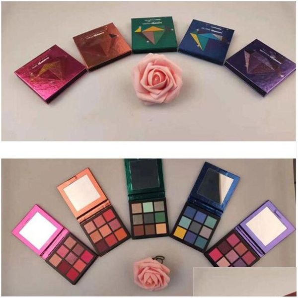 Andere Gesundheits Schönheit Artikel 9 Farben Materie Lyeshadow Diamant Lidschatten 10 Stile Elektrische Koralle mauve warm warm braune rauchige Augen Palet Dhuv2