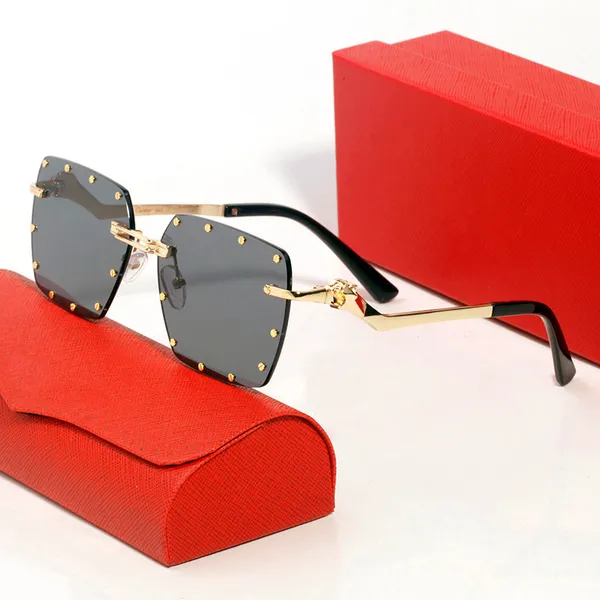 Kerbloch-Designer-Sonnenbrille für Damen, modische Carti-Brille, Edelstahl, quadratische Brille, Sport, Gold-Silber-Rahmen, C-Dekoration, Brille, Lunettes Luxe Femme