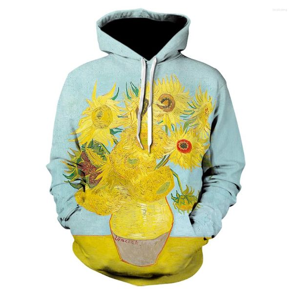 Felpe con cappuccio da uomo Cool Uomo Donna Felpe con motivo a girasole stampato Pullover Fashion XS-5XL