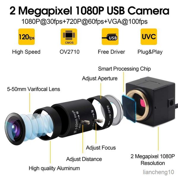 Веб -камеры полная 1080p Webcam Varifocal Industrial Camera для компьютерного ноутбука R230728