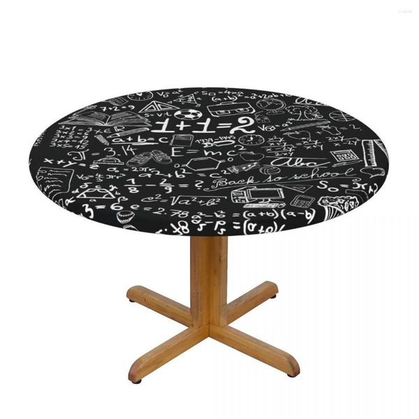 Toalha de Mesa Moderna Capa Redonda Esticada Toalhas de Mesa Math Blackborad Com Símbolo Escolar Decorativo Para Casa