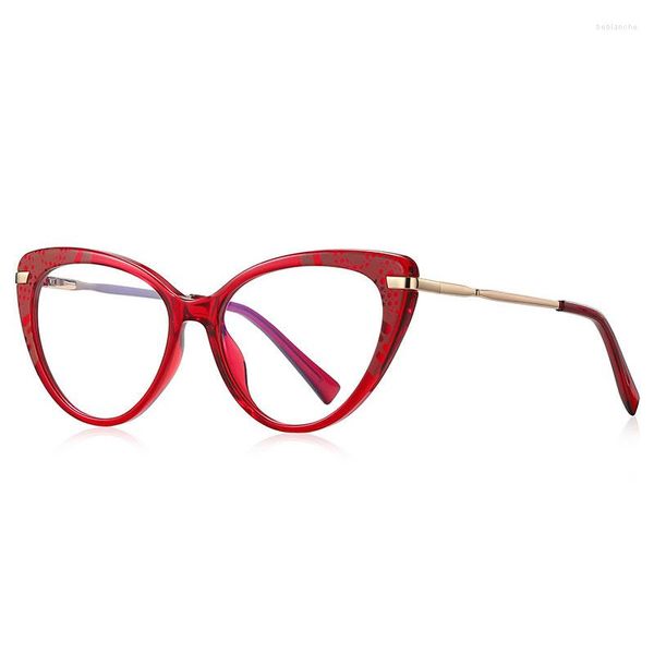 Солнцезащитные очки кошачьи глаза TR90 Ladies Regressces Glasses Leopard рамки анти-синие светлые компьютерные очки