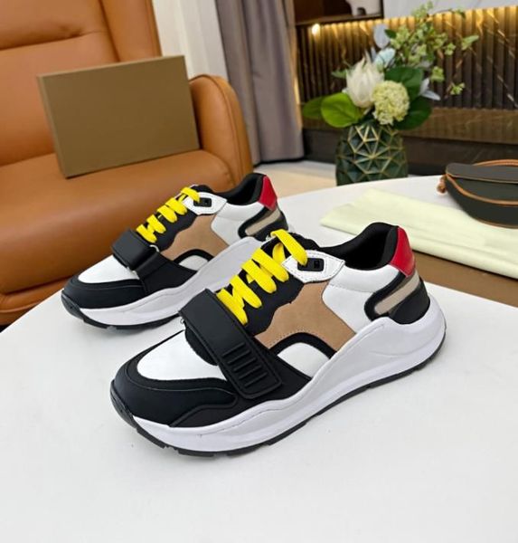 Designers de alta qualidade Sapatos masculinos femininos Sapatos casuais Tênis de basquete Vintage Check Tênis de camurça de luxo Tênis de couro de bezerro fashion Flat Chunky sneaker