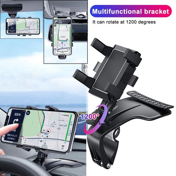 Auto Multifunktionale Handy Halterung 360 Grad Sonnenblende Spiegel Dashboard Halterung GPS Stand Telefon Halter Parkplatz Card256r