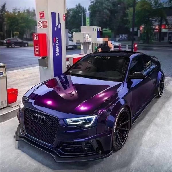 Rolo de embrulho de vinil Roxo da Meia-Noite Brilhante Tinta Metálica Adesivo Adesivo Filme Preto Cereja Gelo Rolo de Embrulho para Carro Canal de Ar Release309b