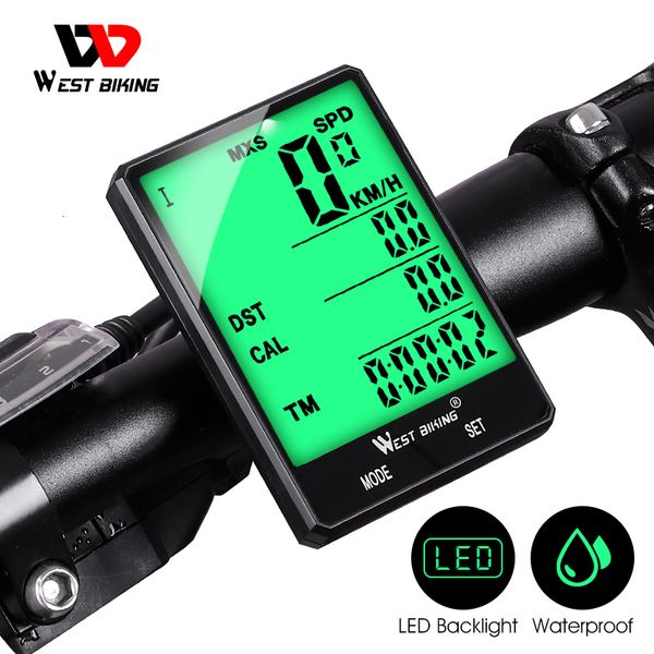 Computadores de bicicleta WEST BIKING Ciclismo Velocímetro Digital Tela grande à prova d'água LCD Retroiluminação Sem fio e com fio Odômetro de bicicleta Computador de bicicleta 230729