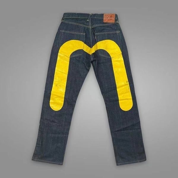 Ev jeans designer m evisued calças masculinas jeans evisulies m-em forma de bordado tubo reto perna larga marca calças hip hop y2k borda rua ca 2705