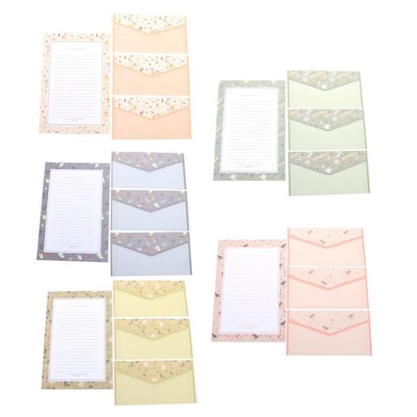 Embalagem para presente 5 conjuntos elegantes de papéis de carta A5 papel de carta conjunto de envelopes 317r