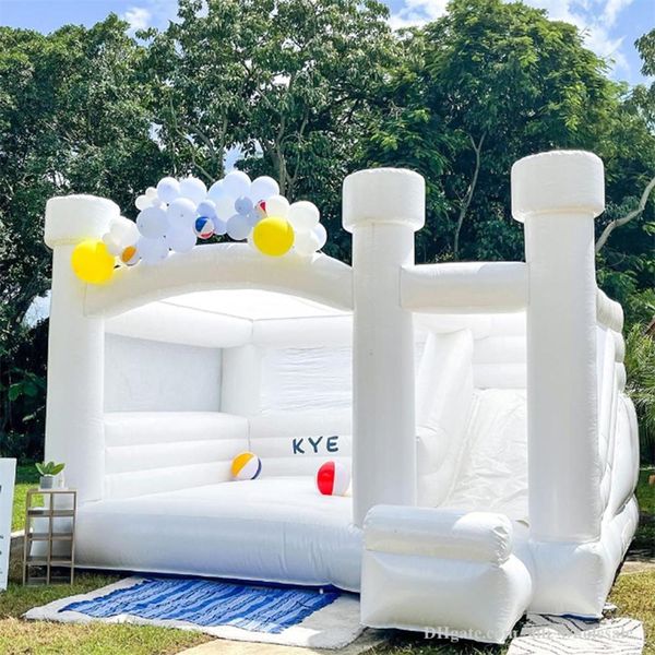 Atacado salto inflável salto jumper casa casamento castelo inflável com combinação de slides toda branca cama de salto