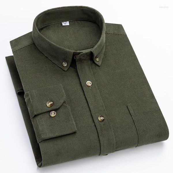 Camicie casual da uomo Camicia a maniche lunghe in velluto a coste di puro cotone Tuta da uomo sociale antigraffio classica retrò resistente all'usura