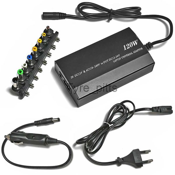 Caricabatterie Regolabile 120W 220v 110v a 12V 15V 16V 18V 19V 20V 22V 24V Caricabatteria per auto Adattatore di alimentazione CA CC universale Alimentatore Usb Notebook x0729