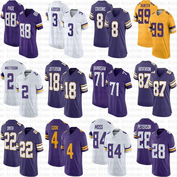 18 Justin Jefferson T.J.Hockenson Fußballtrikot Camryn Bynum Randy Moss Adrian Peterson Kirk Cousins Addison Harrison Smith Danielle Hunter Ham