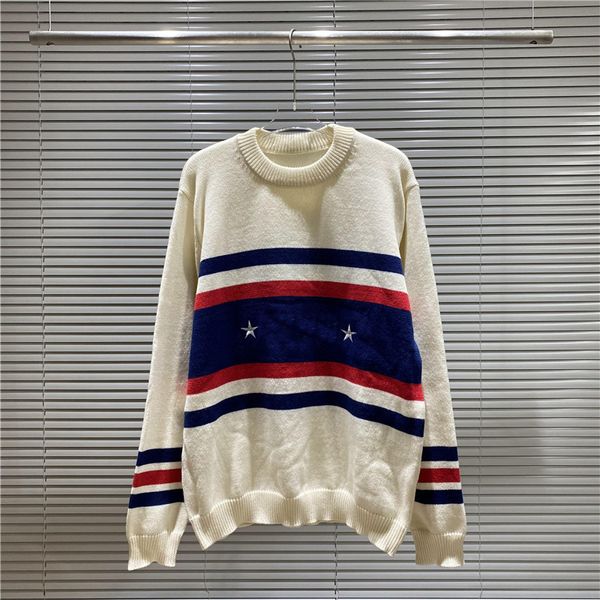 Мужские женские дизайнерские свитера звезды Paris Stripe рукав маленький жаккардовый свитер Paris Apparel Black White S-2xl
