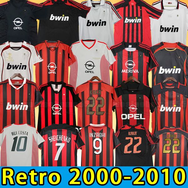 Retro futbol formaları 00 02 03 04 05 06 07 09 10 2006 2007 2008 Kaka Baggio Maldini Van Basten Pirlo Inzaghi Beckham Gullit Shevchenko Vintage gömlek Klasik Kit Milan 09