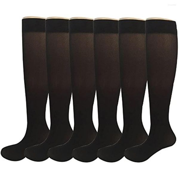 Женщины носки Eabern 6 пары тонкие колена высокие непрозрачные эластичные нейлоновые дамы эластичные цветные шлифты бедра
