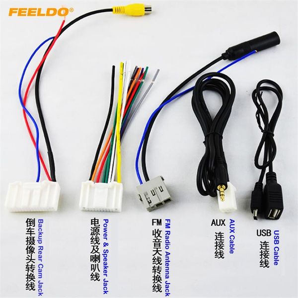 FEELDO 5Pcs Pack Suit CAR STÉREO CD PLAYER FIAÇÃO ADAPTADOR PLUGUE PARA Nissan Teana X-Trail Qashqai OEM Factory Radio CD #2132232t