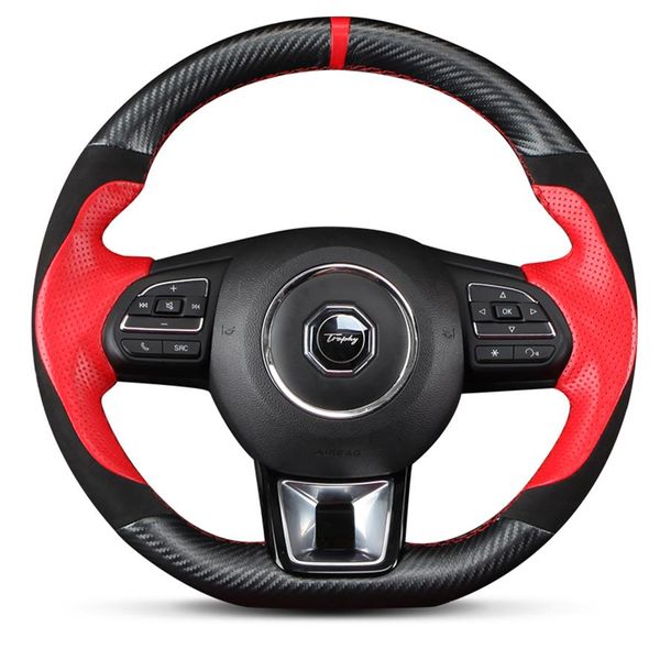 Black Red Leather Black Carber Fiber Diy Carra de volante para MG MG6 GS MG3 ZS241H