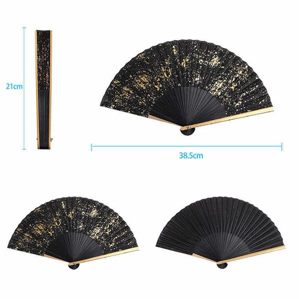 Produtos de estilo chinês estilo chinês ouro polvilhe leque dobrável bambu dança presente de casamento decoração de casa leque de mão brilhante com borlas