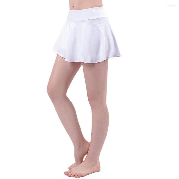 Shorts ativos femininos vestido de ioga fitness saia curta líderes de torcida tênis academia esportes elástico respirável culottes parte inferior S