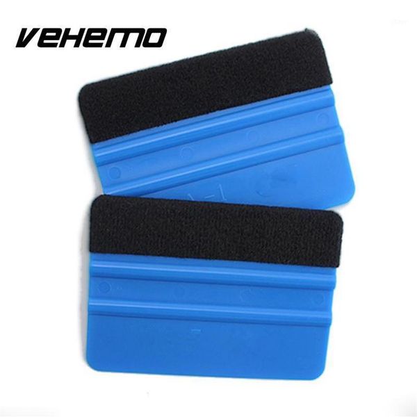 Whole- 2Pcs Seccatoio Pellicola per auto Strumento Vinile Raschietto in plastica blu Seccatoio con morbido bordo in feltro Applicatore per decalcomanie in vetro per finestre12450