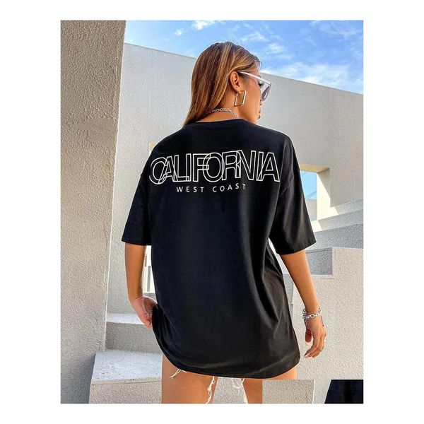 T-shirt da donna T-shirt da donna Stampe California West Top da donna Abbigliamento casual semplice Street Hip Hop Magliette Personalità vintage Ot1Nr