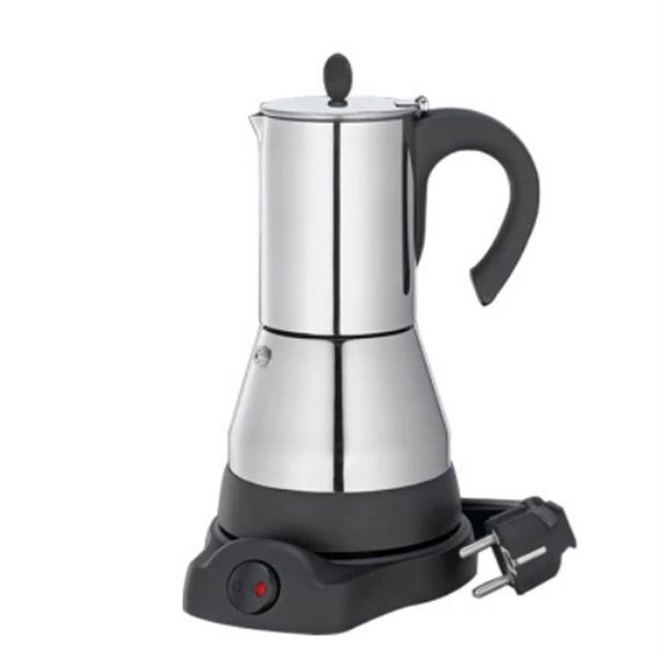 6 Kaffeetassen, Kaffeegeschirr-Sets, elektrischer Geysir, Moka-Maschine, Kaffeemaschine, Espressokanne, Expresso-Perkolator, Edelstahl-Herd, 254 g