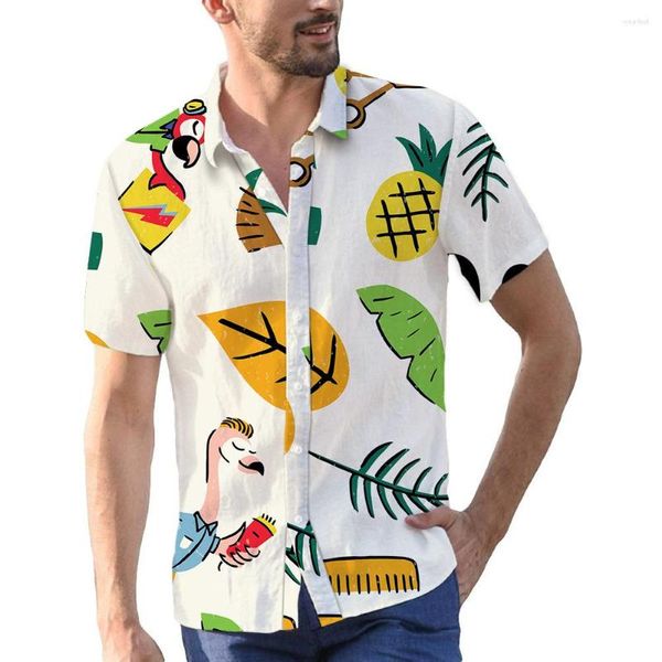 Herren-Freizeithemden, Sommer-Hawaii-Frucht-3D-Druck-Hemd für Männer und Frauen, modisch, seltsames Muster, einreihig, kurzärmelig, Bluse, Herrenbekleidung