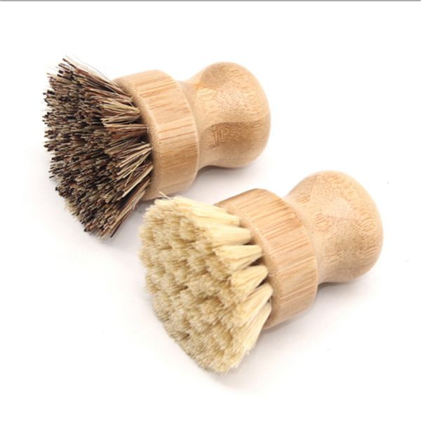 Bambus-Spülbürsten, Küchen-Reinigungsschrubber aus Holz zum Waschen von Gusseisenpfannen/-töpfen, natürliche Sisalborsten DHL JL1715