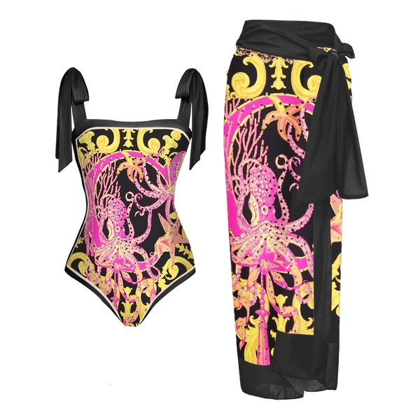 Swim Wear Fashion Octopus Print Print Sexy Beach Swimsuit Fashion без бретелек без обратного пляжного купальника блузка предварительная продажа 230727