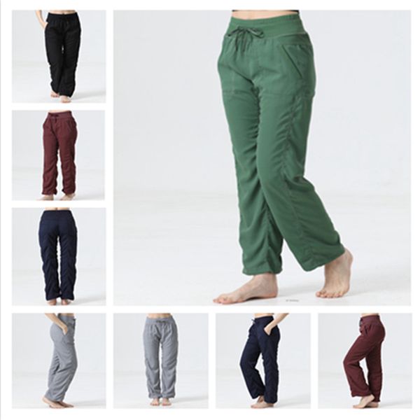 LU LU LEMONS Damen-Caprihose, locker, Workout, Tanz, Studio, Taille, Sport für Frauen, lässig, Fitnessstudio, Yoga, lange Hose mit weitem Bein