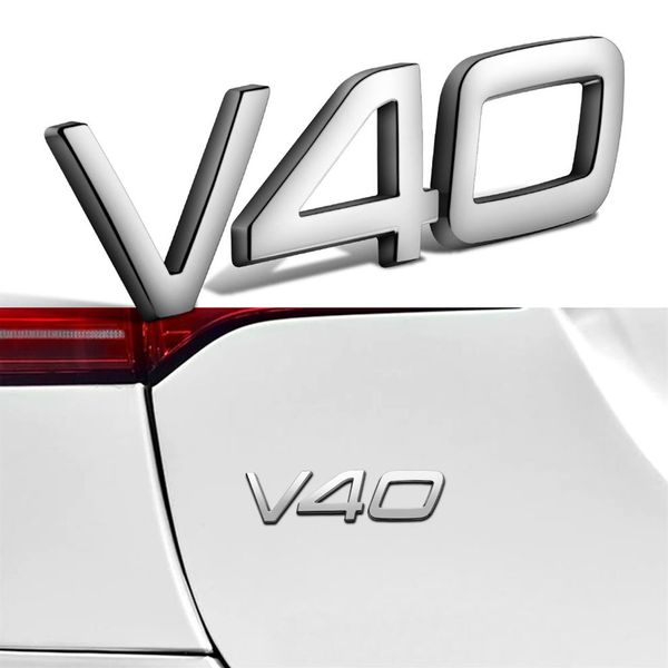 Silver V40 Logo Emblema Badge Sticker Car Trunk Sticker Para Volvo V40 XC90 XC60 V90 S80 S60 S70 S90 V60 T4 T5 T6 T8 Volvo Sticker292p