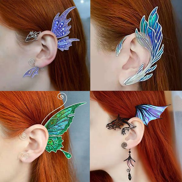 Ear Cuff Elf Ear Cuffs Butterfly Clip Orecchini Ear Sleeve Ciondolo senza perforazione Dragon Elven Cosplay Fata Ear Wrap Cuffs Orecchini 230728
