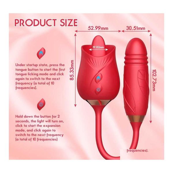 Massageador de corpo inteiro Manting Flower Generation Aurena Brand Rose Series Tongue And Sucking Telescopic 80% Off Store Wholesale Drop Del Otzlm