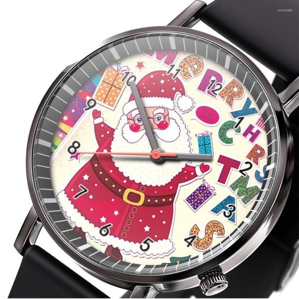Relógios de pulso Christmas Trend Relógios casuais masculinos e femininos Tree Merry Impressed Watch Gift Quartz Fashion Sports Wrist W