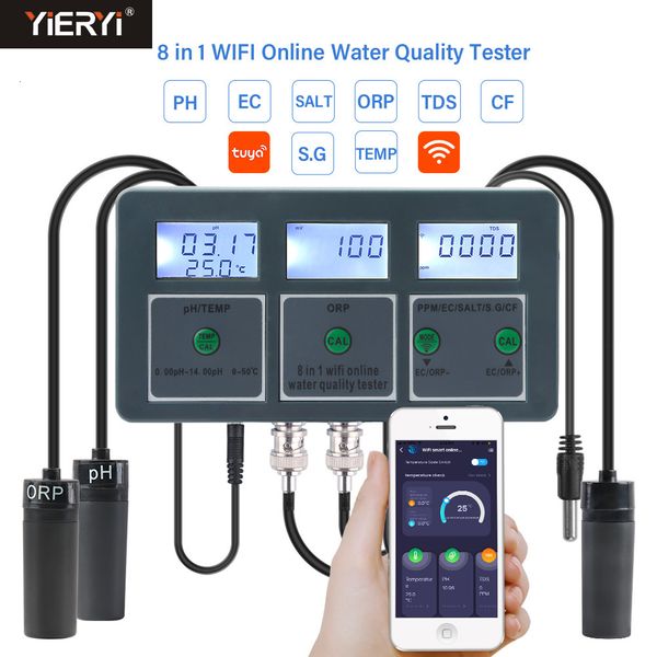 PH metreler wifi tuya akıllı ph metre veri logger temp tds tuzluluk s.g. ec orp su test cihazı akvaryumlar için havuz hidroponik 230728