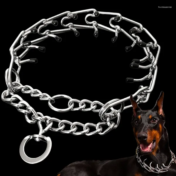 Hundehalsbänder, Spike-Würgehalsband, Haustier-Edelstahl, stimulierende Trainingshalskette mit Schnalle, Metall-P-Kette für mittelgroße und große Hunde